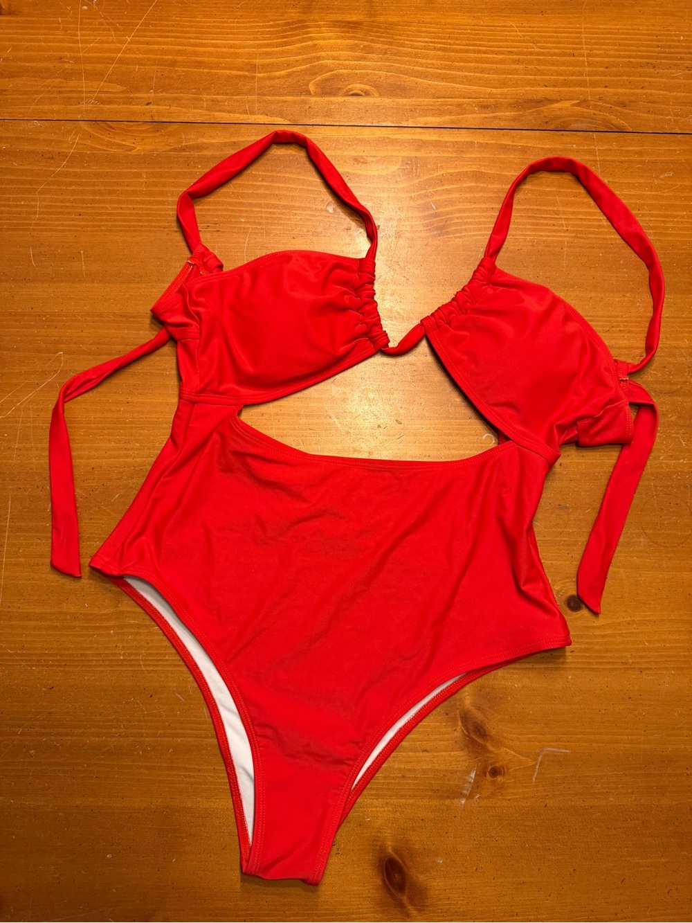 Red Cutout One-Piece Swimwear - Unbranded